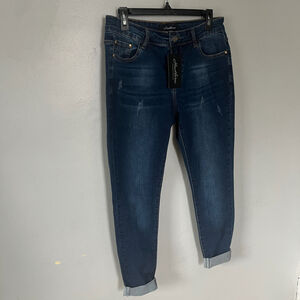 Hawthorne Women's Step Hem Denim Jeans Dark Wash Blue Size 10